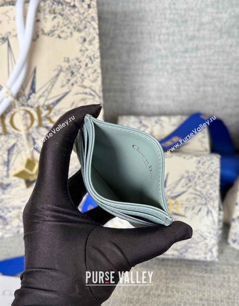 Dior Caro Freesia Card Holder in Supple Cannage Calfskin Grey 2025 S5130 (XXG-250929084)