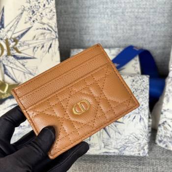 Dior Caro Freesia Card Holder in Supple Cannage Calfskin Brown 2025 S5130 (XXG-250929079)