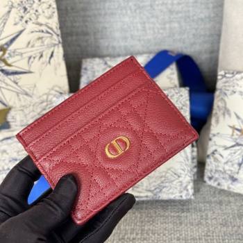 Dior Caro Freesia Card Holder in Supple Cannage Calfskin Red 2025 S5130 (XXG-250929076)