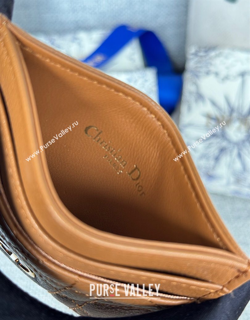 Dior Caro Freesia Card Holder in Supple Cannage Calfskin Brown 2025 S5130 (XXG-250929079)