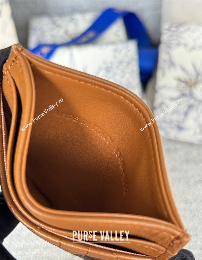 Dior Caro Freesia Card Holder in Supple Cannage Calfskin Brown 2025 S5130 (XXG-250929079)