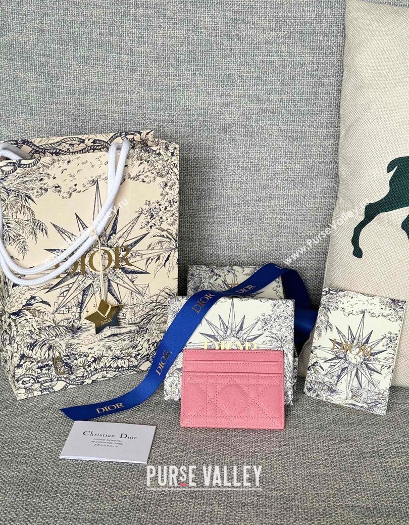 Dior Caro Freesia Card Holder in Supple Cannage Calfskin Pink1 2025 S5130 (XXG-250929080)
