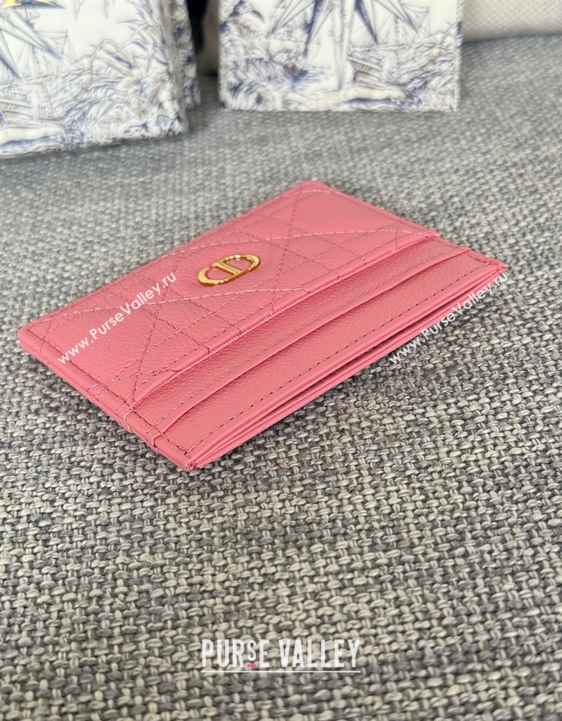 Dior Caro Freesia Card Holder in Supple Cannage Calfskin Pink1 2025 S5130 (XXG-250929080)