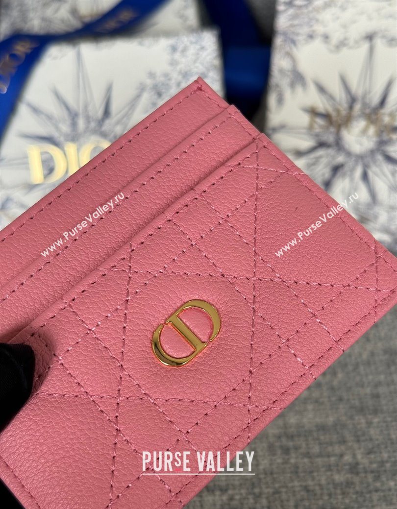 Dior Caro Freesia Card Holder in Supple Cannage Calfskin Pink1 2025 S5130 (XXG-250929080)