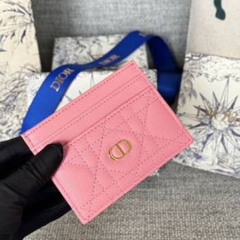 Dior Caro Freesia Card Holder in Supple Cannage Calfskin Pink1 2025 S5130 (XXG-250929080)
