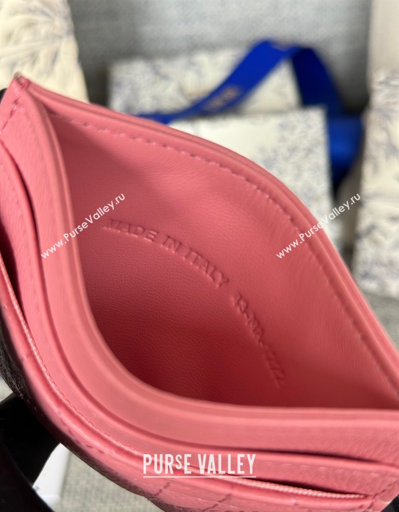 Dior Caro Freesia Card Holder in Supple Cannage Calfskin Pink1 2025 S5130 (XXG-250929080)