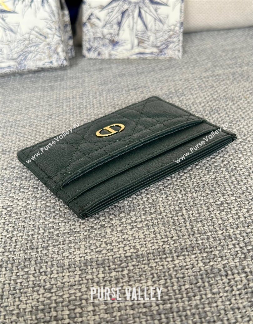 Dior Caro Freesia Card Holder in Supple Cannage Calfskin Dark Green 2025 S5130 (XXG-250929081)