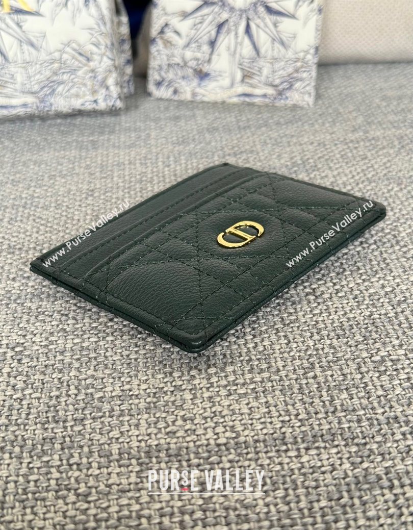 Dior Caro Freesia Card Holder in Supple Cannage Calfskin Dark Green 2025 S5130 (XXG-250929081)