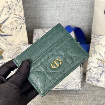 Dior Caro Freesia Card Holder in Supple Cannage Calfskin Dark Green 2025 S5130 (XXG-250929081)