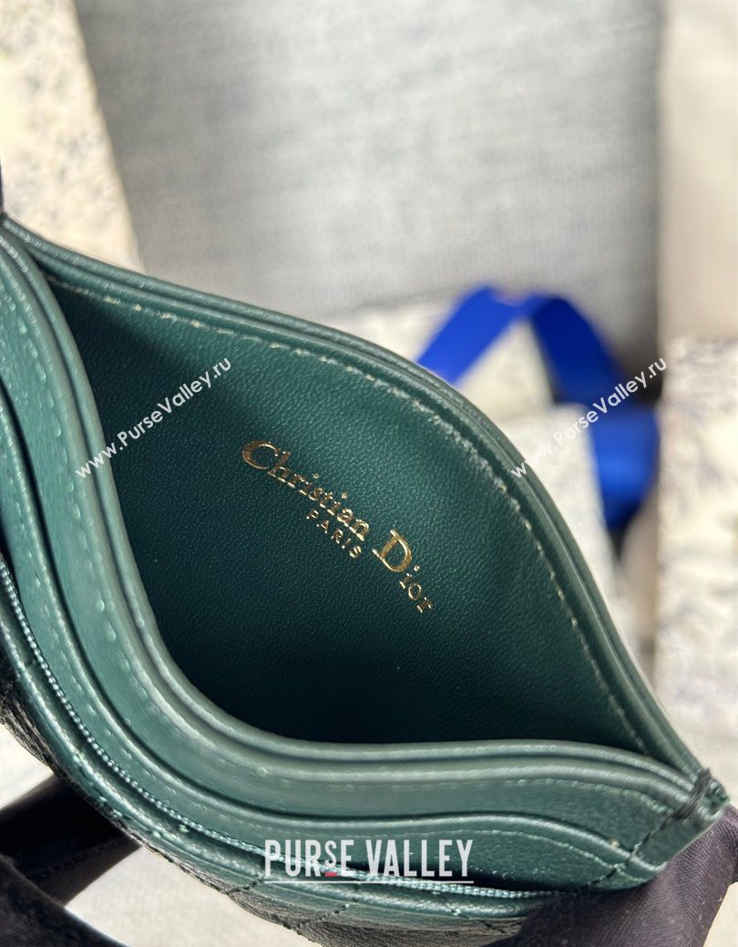Dior Caro Freesia Card Holder in Supple Cannage Calfskin Dark Green 2025 S5130 (XXG-250929081)