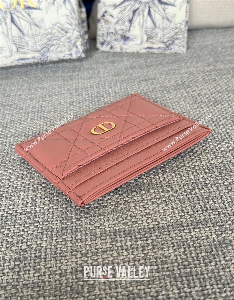 Dior Caro Freesia Card Holder in Supple Cannage Calfskin Pink2 2025 S5130 (XXG-250929082)