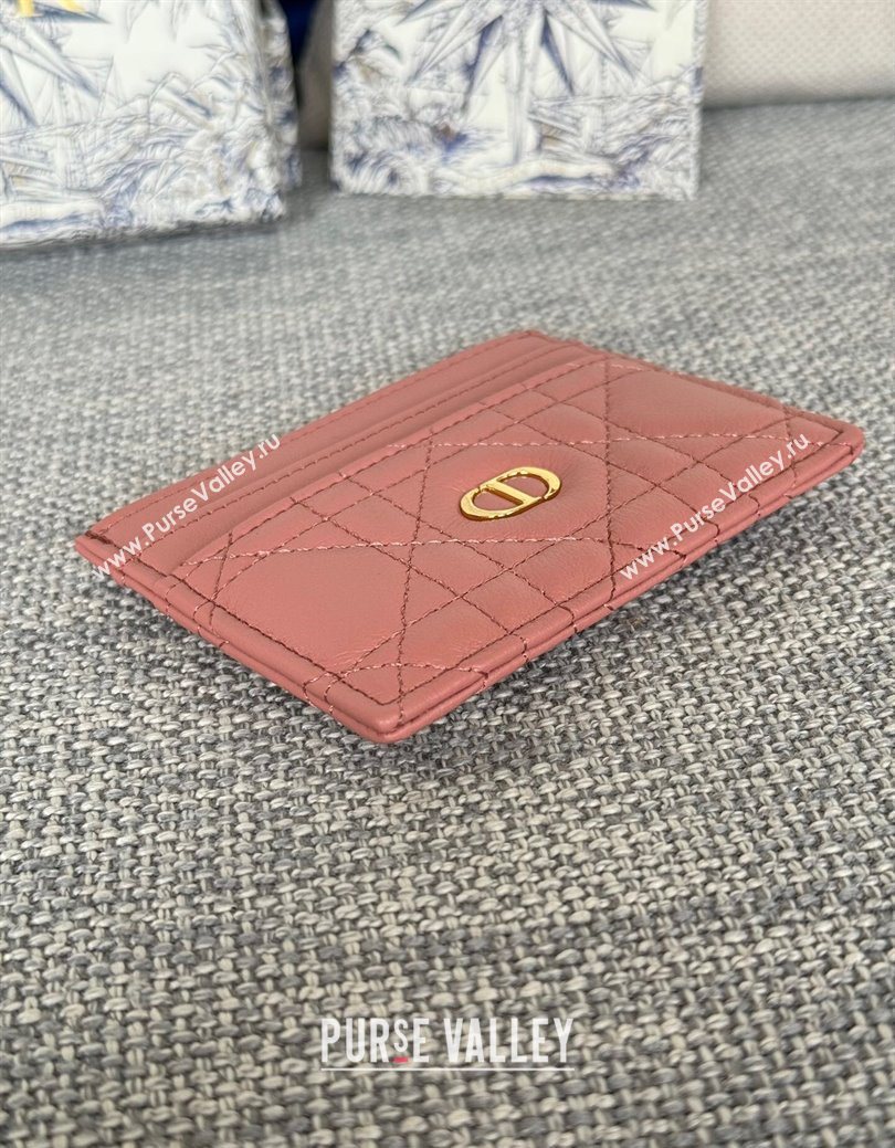 Dior Caro Freesia Card Holder in Supple Cannage Calfskin Pink2 2025 S5130 (XXG-250929082)