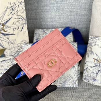 Dior Caro Freesia Card Holder in Supple Cannage Calfskin Pink2 2025 S5130 (XXG-250929082)