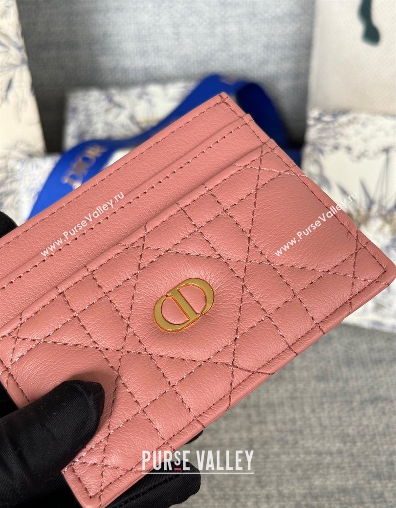 Dior Caro Freesia Card Holder in Supple Cannage Calfskin Pink2 2025 S5130 (XXG-250929082)