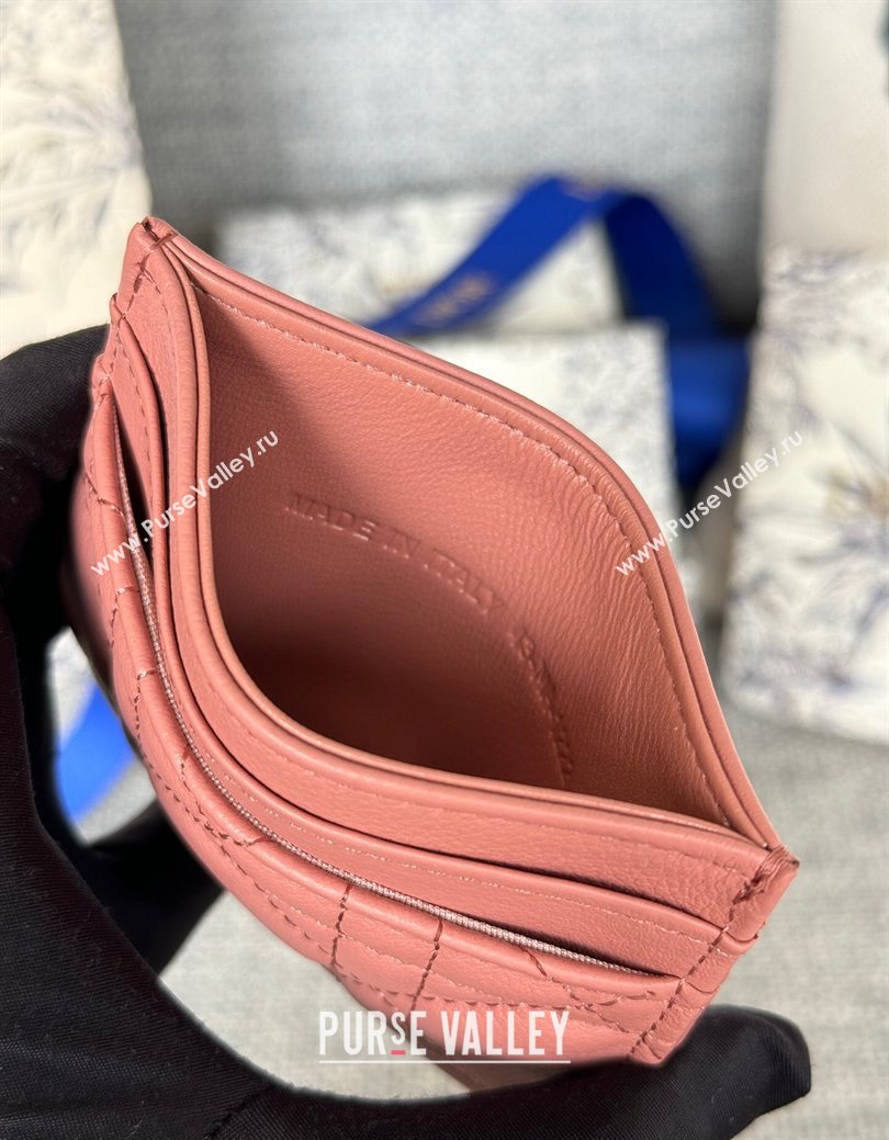 Dior Caro Freesia Card Holder in Supple Cannage Calfskin Pink2 2025 S5130 (XXG-250929082)