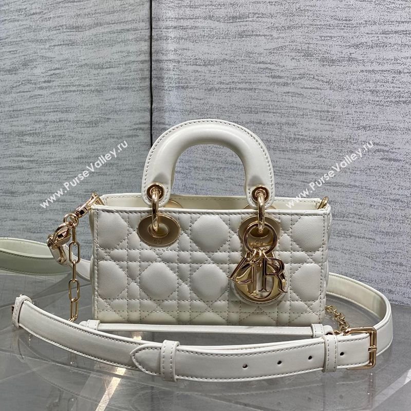 Dior Mini Lady D-Joy Bag in Cannage Lambskin White 2025 M0636 (XXG-250929065)