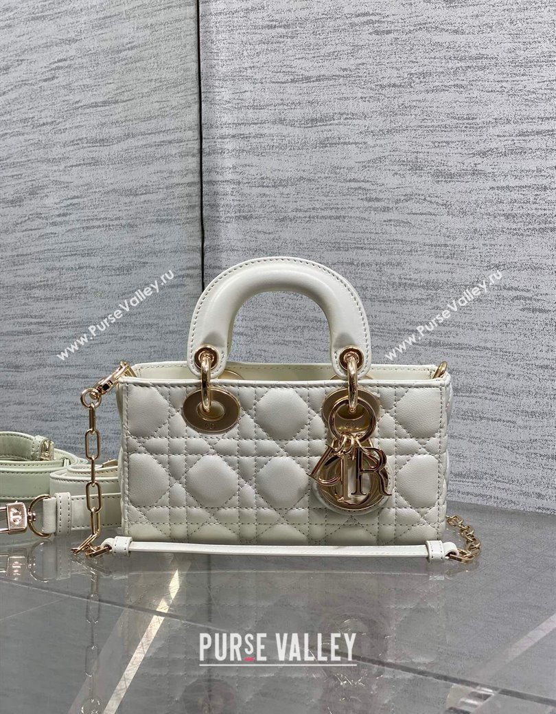 Dior Mini Lady D-Joy Bag in Cannage Lambskin White 2025 M0636 (XXG-250929065)