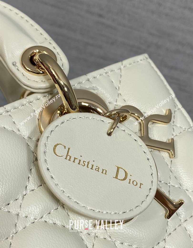 Dior Mini Lady D-Joy Bag in Cannage Lambskin White 2025 M0636 (XXG-250929065)