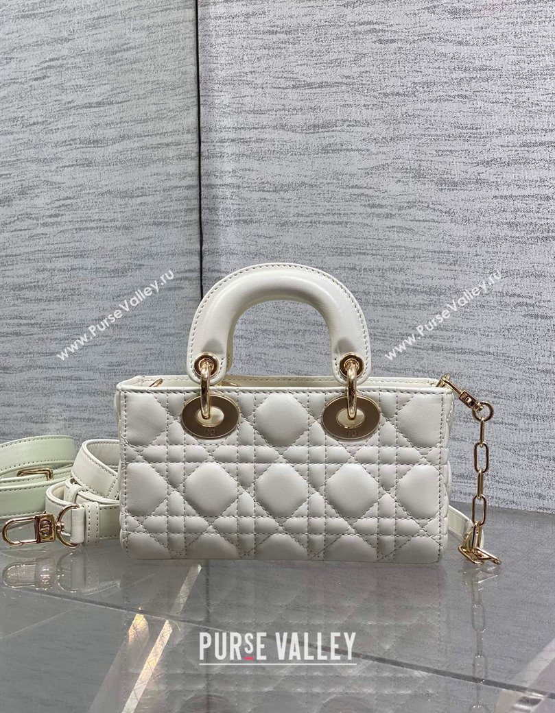 Dior Mini Lady D-Joy Bag in Cannage Lambskin White 2025 M0636 (XXG-250929065)
