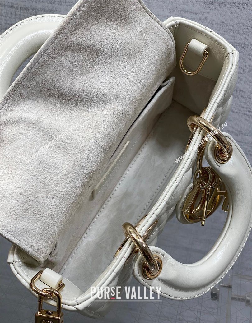 Dior Mini Lady D-Joy Bag in Cannage Lambskin White 2025 M0636 (XXG-250929065)