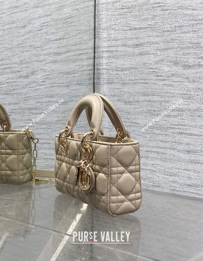 Dior Mini Lady D-Joy Bag in Cannage Lambskin Light Beige 2025 M0636 (XXG-250929066)