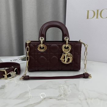 Dior Mini Lady D-Joy Bag in Cannage Lambskin Burgundy 2025 M0636 (XXG-250929070)