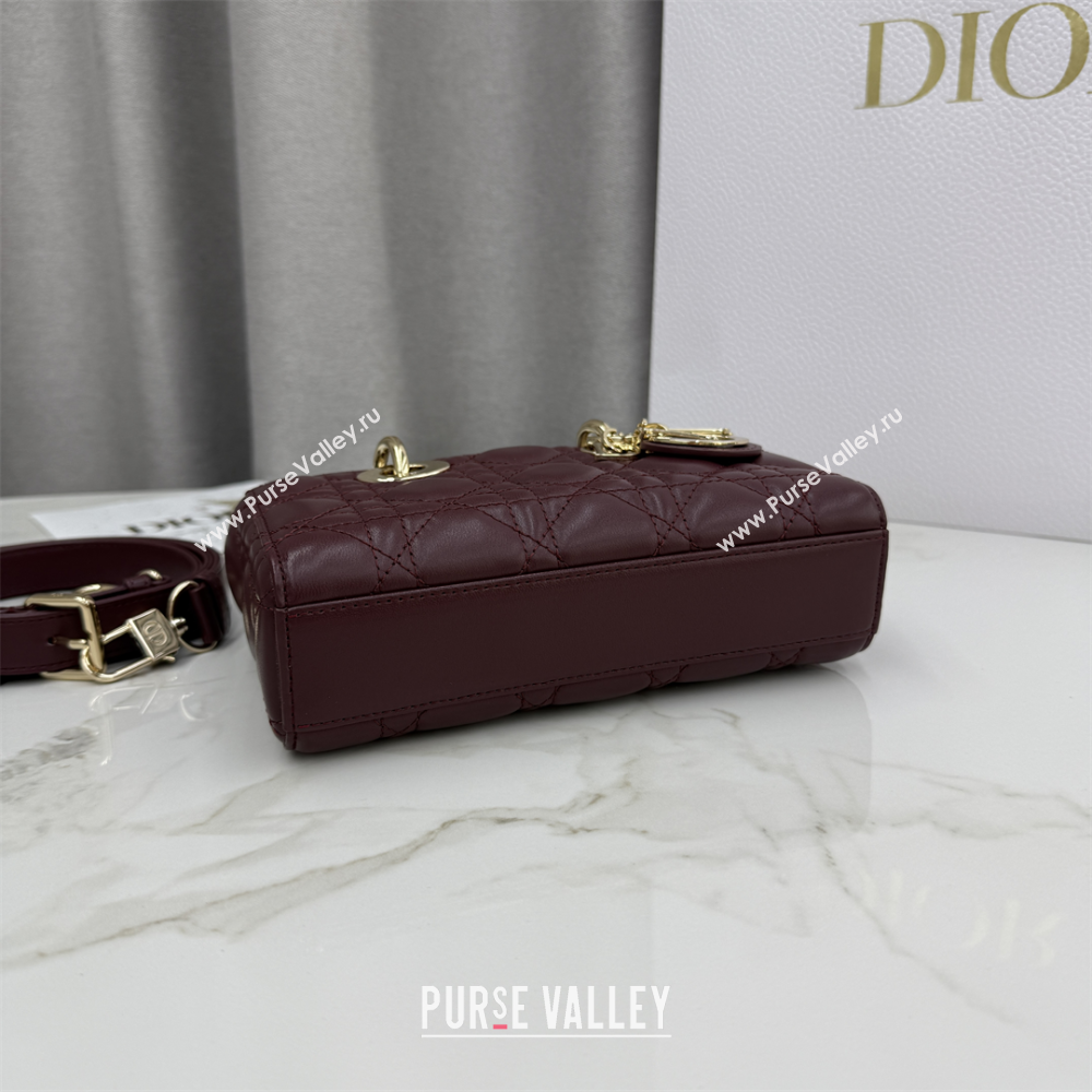 Dior Mini Lady D-Joy Bag in Cannage Lambskin Burgundy 2025 M0636 (XXG-250929070)