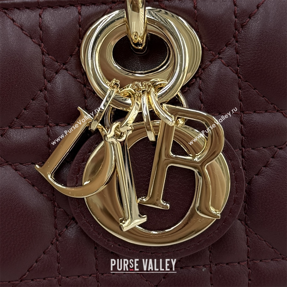 Dior Mini Lady D-Joy Bag in Cannage Lambskin Burgundy 2025 M0636 (XXG-250929070)