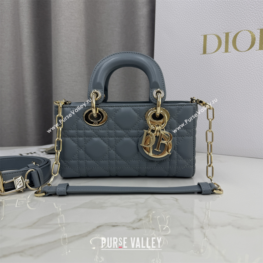 Dior Mini Lady D-Joy Bag in Cannage Lambskin Dusty Blue 2025 M0636 (XXG-250929071)