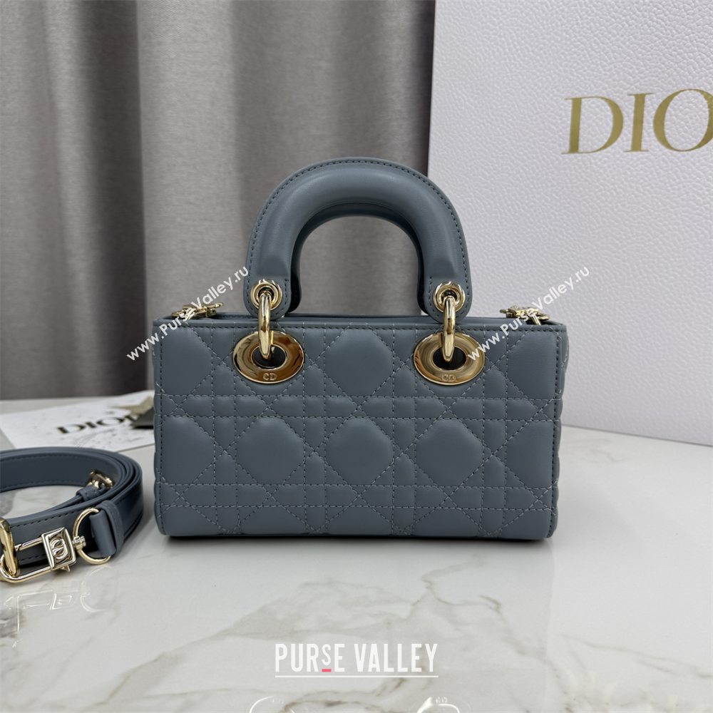 Dior Mini Lady D-Joy Bag in Cannage Lambskin Dusty Blue 2025 M0636 (XXG-250929071)