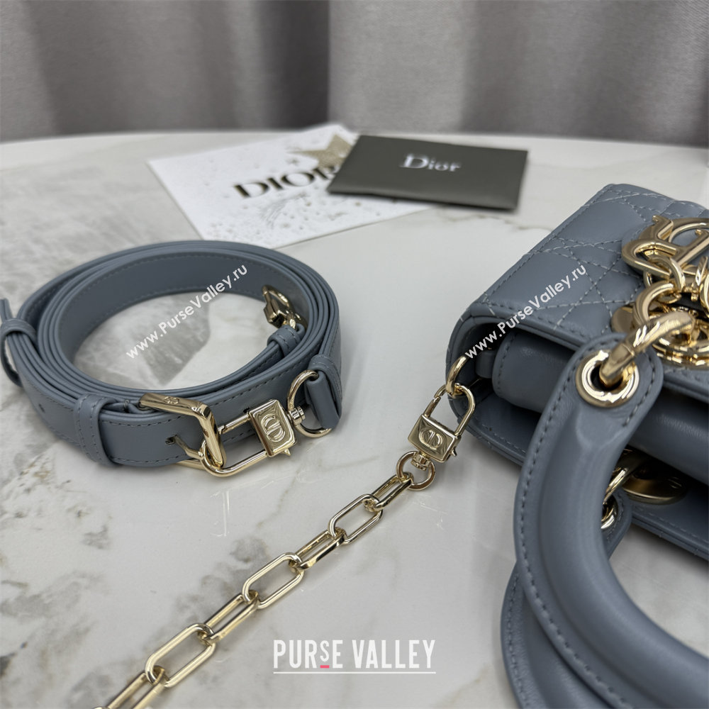 Dior Mini Lady D-Joy Bag in Cannage Lambskin Dusty Blue 2025 M0636 (XXG-250929071)