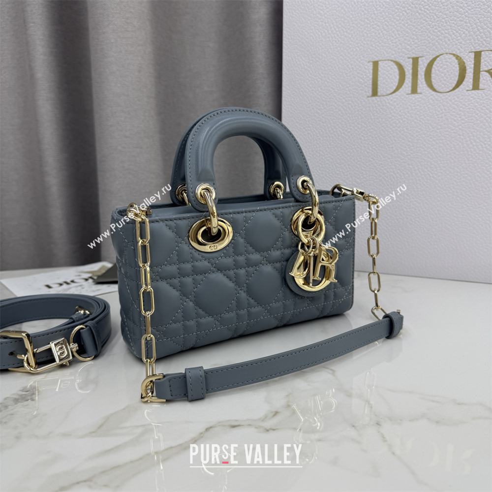 Dior Mini Lady D-Joy Bag in Cannage Lambskin Dusty Blue 2025 M0636 (XXG-250929071)