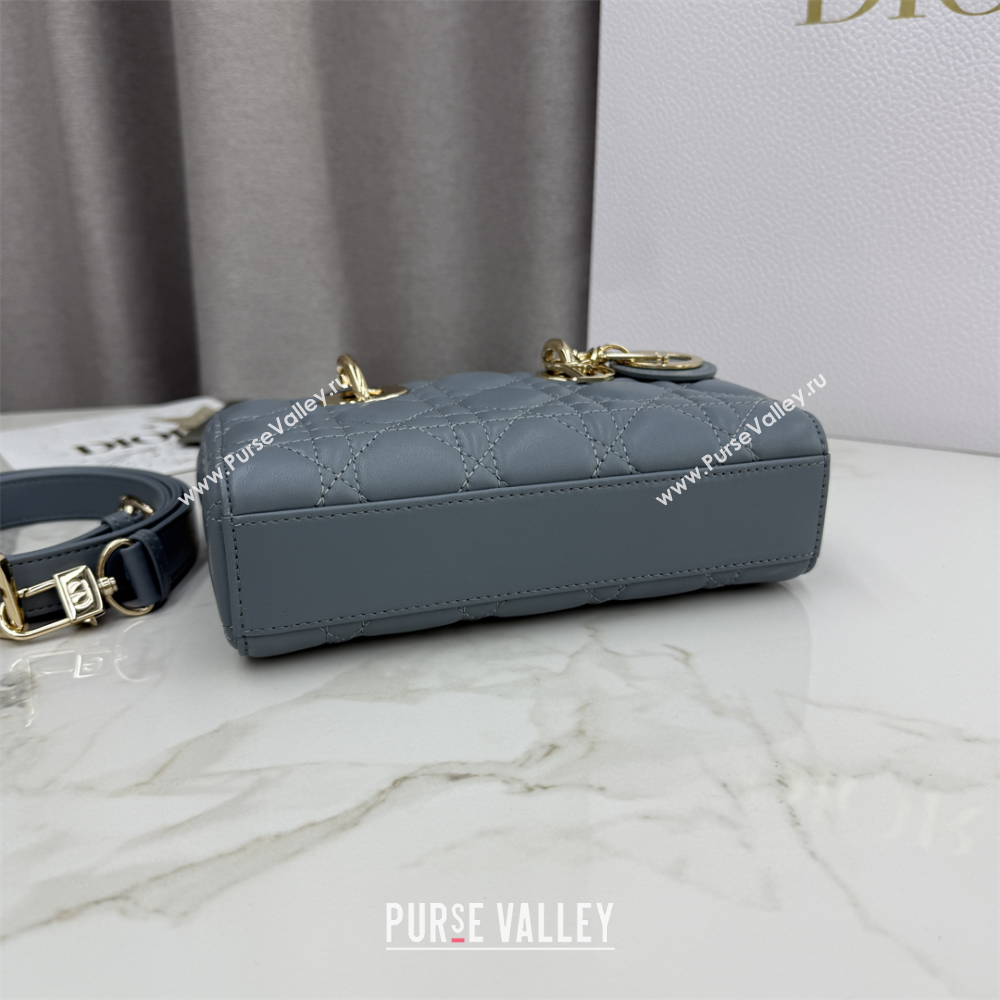 Dior Mini Lady D-Joy Bag in Cannage Lambskin Dusty Blue 2025 M0636 (XXG-250929071)