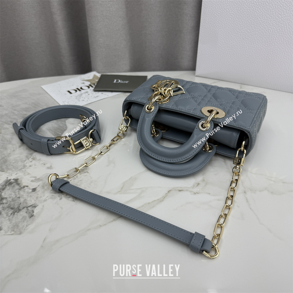 Dior Mini Lady D-Joy Bag in Cannage Lambskin Dusty Blue 2025 M0636 (XXG-250929071)