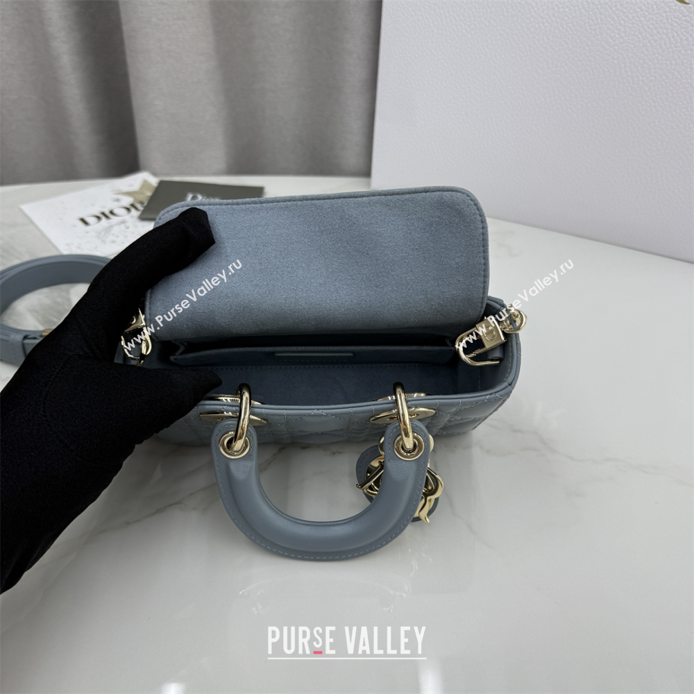 Dior Mini Lady D-Joy Bag in Cannage Lambskin Dusty Blue 2025 M0636 (XXG-250929071)