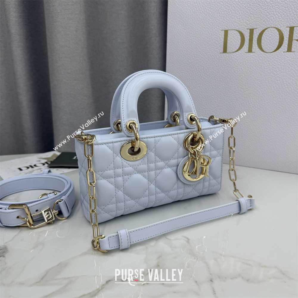 Dior Mini Lady D-Joy Bag in Cannage Lambskin Ice Blue 2025 M0636 (XXG-250929072)