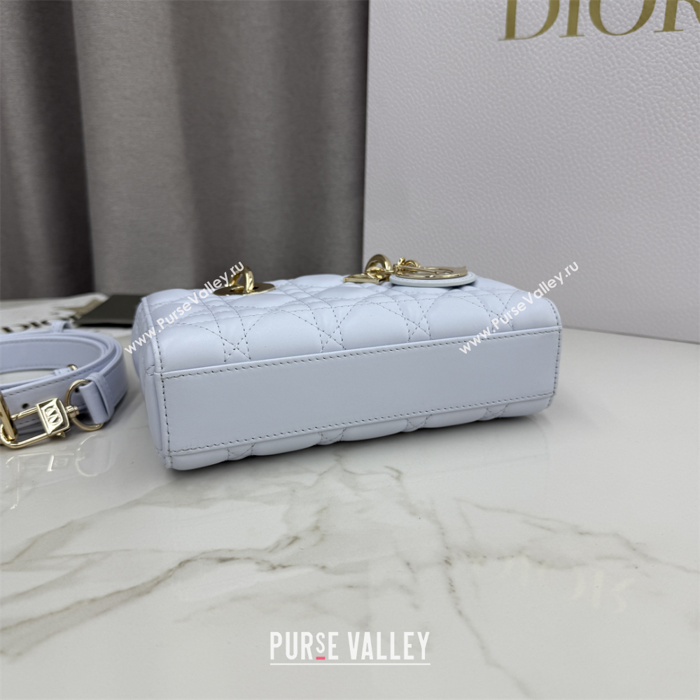 Dior Mini Lady D-Joy Bag in Cannage Lambskin Ice Blue 2025 M0636 (XXG-250929072)