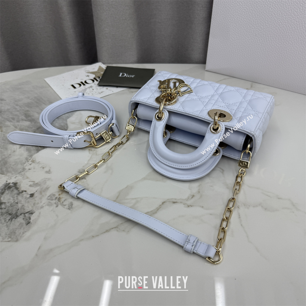 Dior Mini Lady D-Joy Bag in Cannage Lambskin Ice Blue 2025 M0636 (XXG-250929072)