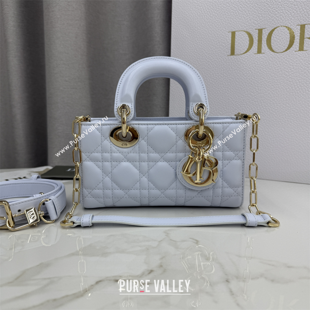 Dior Mini Lady D-Joy Bag in Cannage Lambskin Ice Blue 2025 M0636 (XXG-250929072)