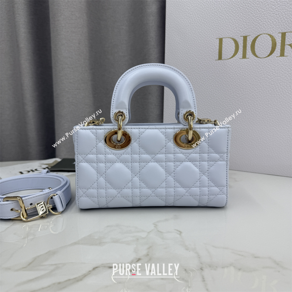 Dior Mini Lady D-Joy Bag in Cannage Lambskin Ice Blue 2025 M0636 (XXG-250929072)