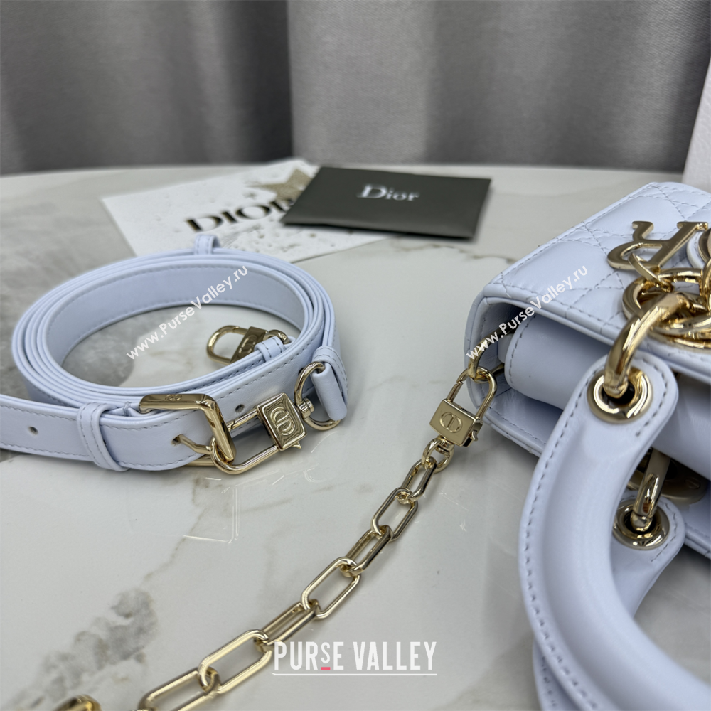 Dior Mini Lady D-Joy Bag in Cannage Lambskin Ice Blue 2025 M0636 (XXG-250929072)