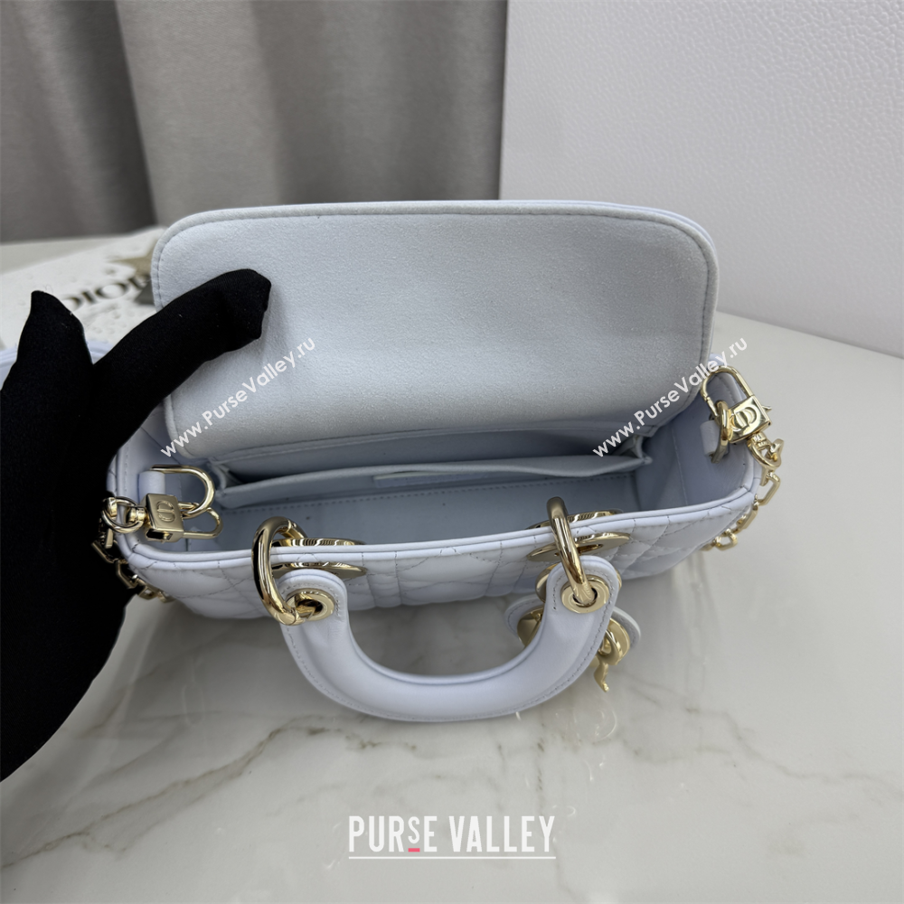 Dior Mini Lady D-Joy Bag in Cannage Lambskin Ice Blue 2025 M0636 (XXG-250929072)
