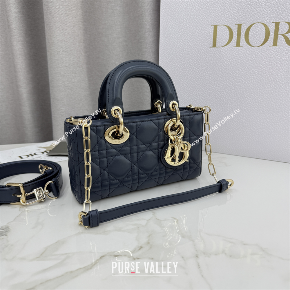 Dior Mini Lady D-Joy Bag in Cannage Lambskin Midnight Blue 2025 M0636 (XXG-250929073)