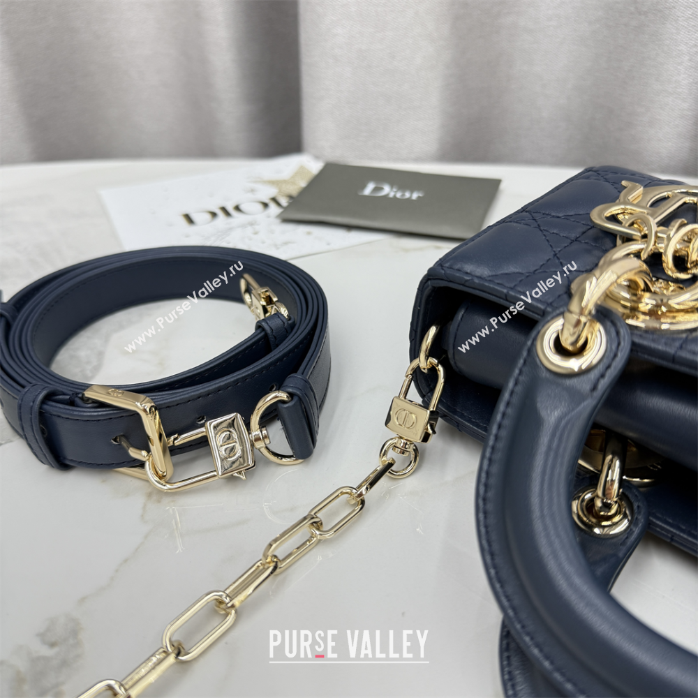 Dior Mini Lady D-Joy Bag in Cannage Lambskin Midnight Blue 2025 M0636 (XXG-250929073)