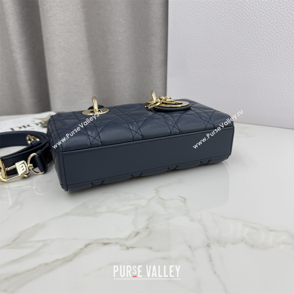 Dior Mini Lady D-Joy Bag in Cannage Lambskin Midnight Blue 2025 M0636 (XXG-250929073)