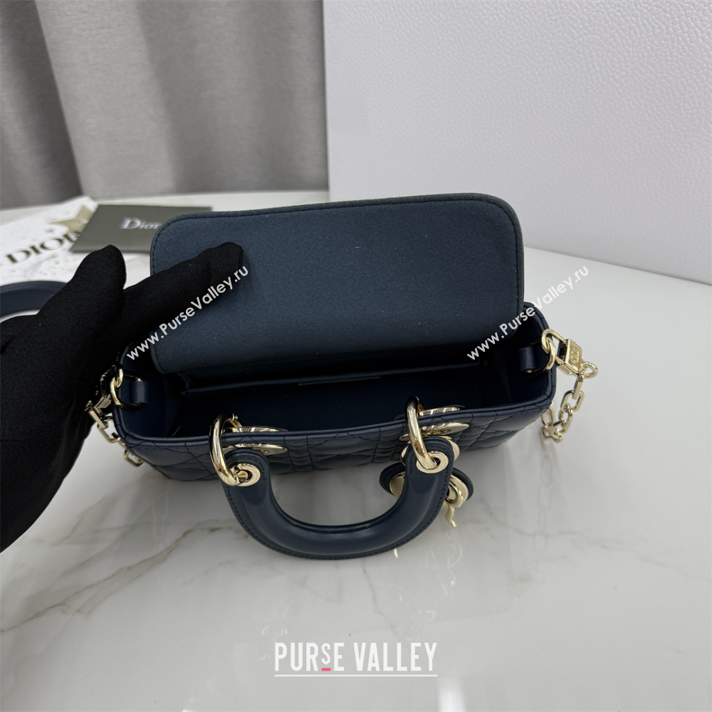 Dior Mini Lady D-Joy Bag in Cannage Lambskin Midnight Blue 2025 M0636 (XXG-250929073)