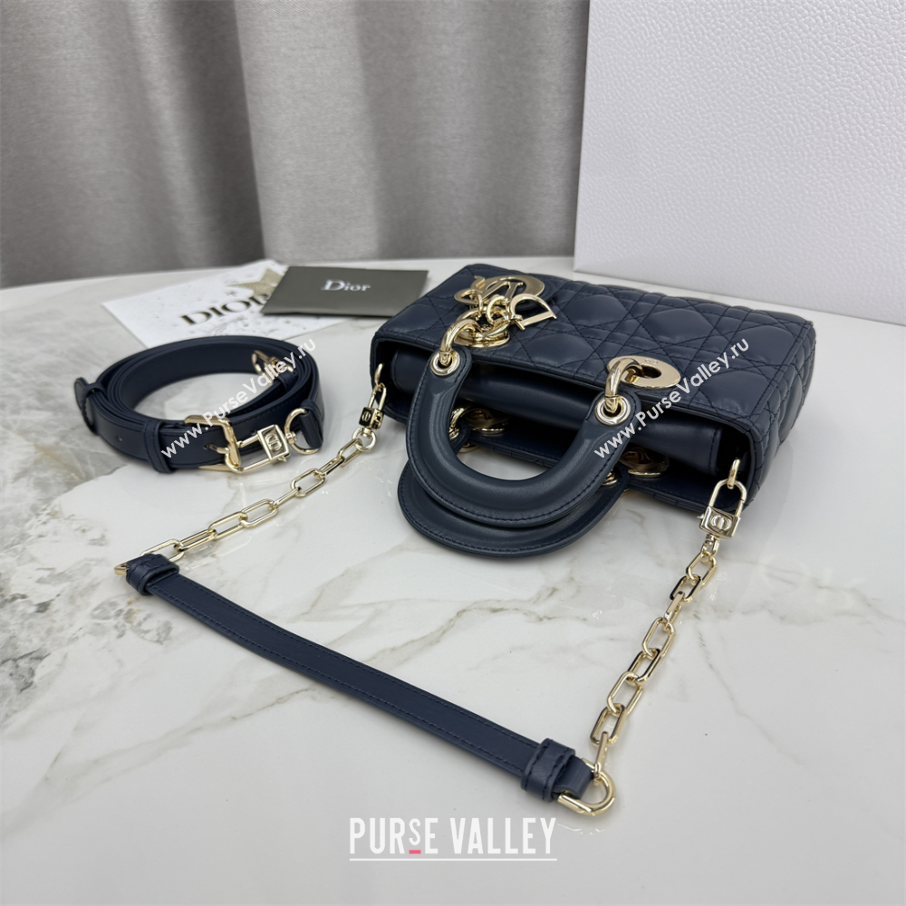 Dior Mini Lady D-Joy Bag in Cannage Lambskin Midnight Blue 2025 M0636 (XXG-250929073)