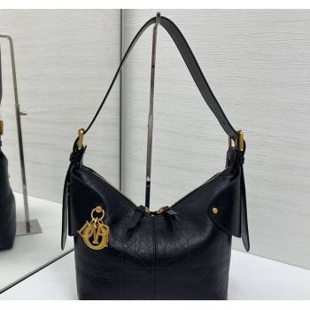 Dior Small Voyage Bag in Flat Macrocannage Crinkled Calfskin Leather Black 2025 2845 (XXG-250929116)