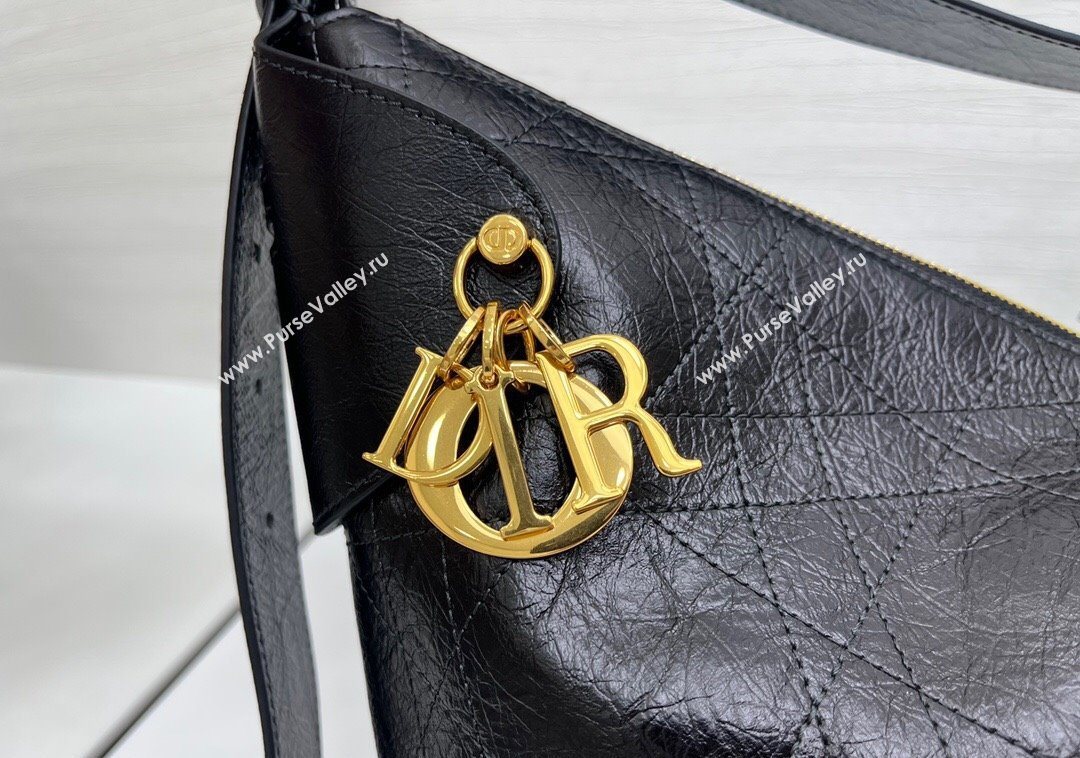 Dior Small Voyage Bag in Flat Macrocannage Crinkled Calfskin Leather Black 2025 2845 (XXG-250929116)