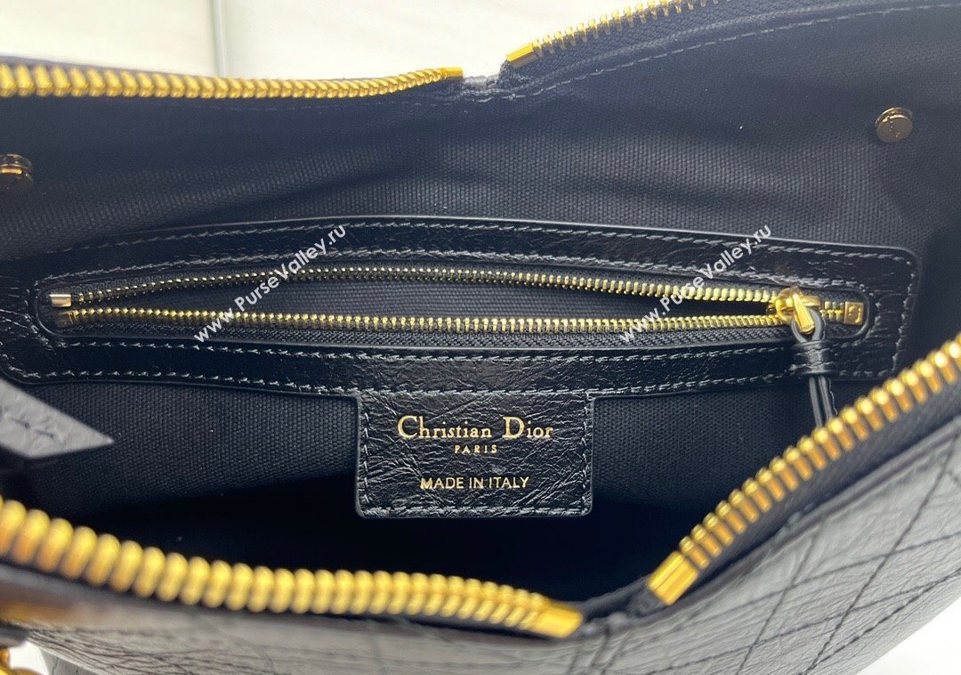 Dior Small Voyage Bag in Flat Macrocannage Crinkled Calfskin Leather Black 2025 2845 (XXG-250929116)